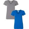 Gildan Women’s Heavy Cotton V-Neck T-Shirt, 2-Pack(Graphite Heather/Royal)