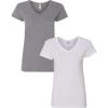 Gildan Women’s Heavy Cotton V-Neck T-Shirt, 2-Pack(Graphite Heather/White)