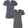 Gildan Women’s Heavy Cotton V-Neck T-Shirt, 2-Pack(Heather Navy/Charcoal)