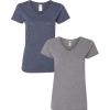 Gildan Women’s Heavy Cotton V-Neck T-Shirt, 2-Pack(Heather Navy/Graphite Heather)