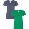 Gildan Women’s Heavy Cotton V-Neck T-Shirt, 2-Pack(Heather Navy/Irish Green)
