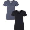Gildan Women’s Heavy Cotton V-Neck T-Shirt, 2-Pack(Heathernavy/Black)