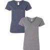 Gildan Women’s Heavy Cotton V-Neck T-Shirt, 2-Pack(Heathernavy/Graphite)