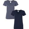 Gildan Women’s Heavy Cotton V-Neck T-Shirt, 2-Pack(Heathernavy/Navy)