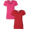 Gildan Women’s Heavy Cotton V-Neck T-Shirt, 2-Pack(Heliconia/Red)