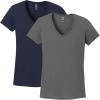 Gildan Women’s Heavy Cotton V-Neck T-Shirt, 2-Pack(Navy Blue-charcoal)