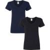Gildan Women’s Heavy Cotton V-Neck T-Shirt, 2-Pack(Navy/Black)