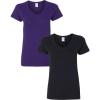 Gildan Women’s Heavy Cotton V-Neck T-Shirt, 2-Pack(Purple/Black)