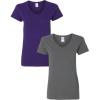 Gildan Women’s Heavy Cotton V-Neck T-Shirt, 2-Pack(Purple/Charcoal)