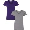 Gildan Women’s Heavy Cotton V-Neck T-Shirt, 2-Pack(Purple/Graphite Heather)