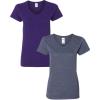 Gildan Women’s Heavy Cotton V-Neck T-Shirt, 2-Pack(Purple/Heathernavy)