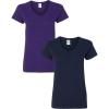 Gildan Women’s Heavy Cotton V-Neck T-Shirt, 2-Pack(Purple/Navy)