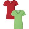 Gildan Women’s Heavy Cotton V-Neck T-Shirt, 2-Pack(Red)
