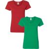 Gildan Women’s Heavy Cotton V-Neck T-Shirt, 2-Pack(Red/Irish Green)