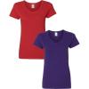 Gildan Women’s Heavy Cotton V-Neck T-Shirt, 2-Pack(Red/Purple)