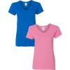 Gildan Women’s Heavy Cotton V-Neck T-Shirt, 2-Pack(Royal/Azalea)