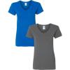 Gildan Women’s Heavy Cotton V-Neck T-Shirt, 2-Pack(Royal/Charcoal)