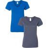 Gildan Women’s Heavy Cotton V-Neck T-Shirt, 2-Pack(Royal/Heather Navy)