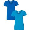 Gildan Women’s Heavy Cotton V-Neck T-Shirt, 2-Pack(Royal/Sapphire)