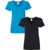 Gildan Women’s Heavy Cotton V-Neck T-Shirt, 2-Pack(Sapphire/Black)