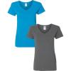 Gildan Women’s Heavy Cotton V-Neck T-Shirt, 2-Pack(Sapphire/Charcoal)