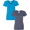 Gildan Women’s Heavy Cotton V-Neck T-Shirt, 2-Pack(Sapphire/Heather Navy)