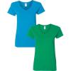 Gildan Women’s Heavy Cotton V-Neck T-Shirt, 2-Pack(Sapphire/Irish Green)