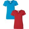 Gildan Women’s Heavy Cotton V-Neck T-Shirt, 2-Pack(Sapphire/Red)