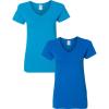 Gildan Women’s Heavy Cotton V-Neck T-Shirt, 2-Pack(Sapphire/Royal)