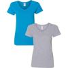 Gildan Women’s Heavy Cotton V-Neck T-Shirt, 2-Pack(Sapphire/Sportgray)