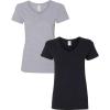 Gildan Women’s Heavy Cotton V-Neck T-Shirt, 2-Pack(Sportgray/Black)