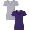 Gildan Women’s Heavy Cotton V-Neck T-Shirt, 2-Pack(Sportgray/Purple)
