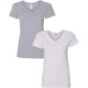 Gildan Women’s Heavy Cotton V-Neck T-Shirt, 2-Pack(Sportgray/White)