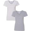 Gildan Women’s Heavy Cotton V-Neck T-Shirt, 2-Pack(White/Gray)