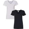 Gildan Women’s Heavy Cotton V-Neck T-Shirt, 2-Pack(White-black)