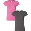 Gildan Womens Softstyle Cotton T-Shirt, Style G64000l, Multipack(Azalea+charcoal)