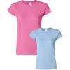 Gildan Womens Softstyle Cotton T-Shirt, Style G64000l, Multipack(Azalea+lightblue)
