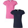 Gildan Womens Softstyle Cotton T-Shirt, Style G64000l, Multipack(Azalea+navy)