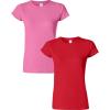 Gildan Womens Softstyle Cotton T-Shirt, Style G64000l, Multipack(Azalea+red)