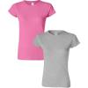 Gildan Womens Softstyle Cotton T-Shirt, Style G64000l, Multipack(Azalea+sportgray)