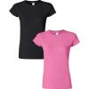 Gildan Womens Softstyle Cotton T-Shirt, Style G64000l, Multipack(Black+azalea)