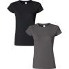 Gildan Womens Softstyle Cotton T-Shirt, Style G64000l, Multipack(Black+charcoal)