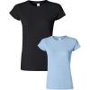 Gildan Womens Softstyle Cotton T-Shirt, Style G64000l, Multipack(Black+lightblue)
