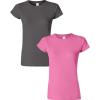 Gildan Womens Softstyle Cotton T-Shirt, Style G64000l, Multipack(Charcoal+azalea)