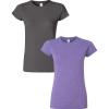 Gildan Womens Softstyle Cotton T-Shirt, Style G64000l, Multipack(Charcoal+heatherpurple)