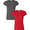 Gildan Womens Softstyle Cotton T-Shirt, Style G64000l, Multipack(Charcoal+red)