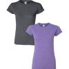 Gildan Womens Softstyle Cotton T-Shirt, Style G64000l, Multipack(Darkheather+heatherpurple)