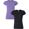 Gildan Womens Softstyle Cotton T-Shirt, Style G64000l, Multipack(Heatherpurple+black)