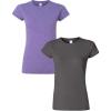 Gildan Womens Softstyle Cotton T-Shirt, Style G64000l, Multipack(Heatherpurple+charcoal)