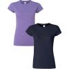 Gildan Womens Softstyle Cotton T-Shirt, Style G64000l, Multipack(Heatherpurple+navy)